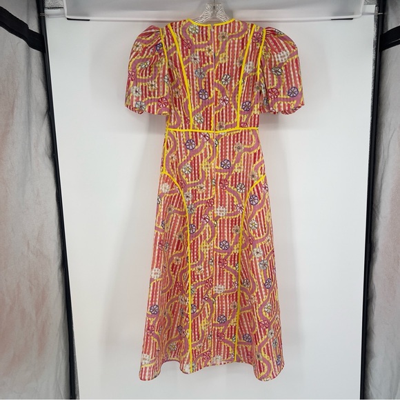 Celia B Nammu Floral Sheer Structured Chiffon Puff Sleeve Midi Dress S SAMPLE - Picture 6 of 6